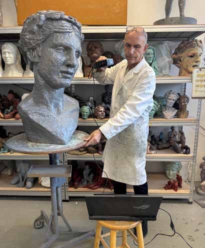George Petrides scanning a related Thalia head. Catalogue figure 4, p. 30. Image courtesy George Petrides, from Hellenic Heads: Legacy and Renewal.